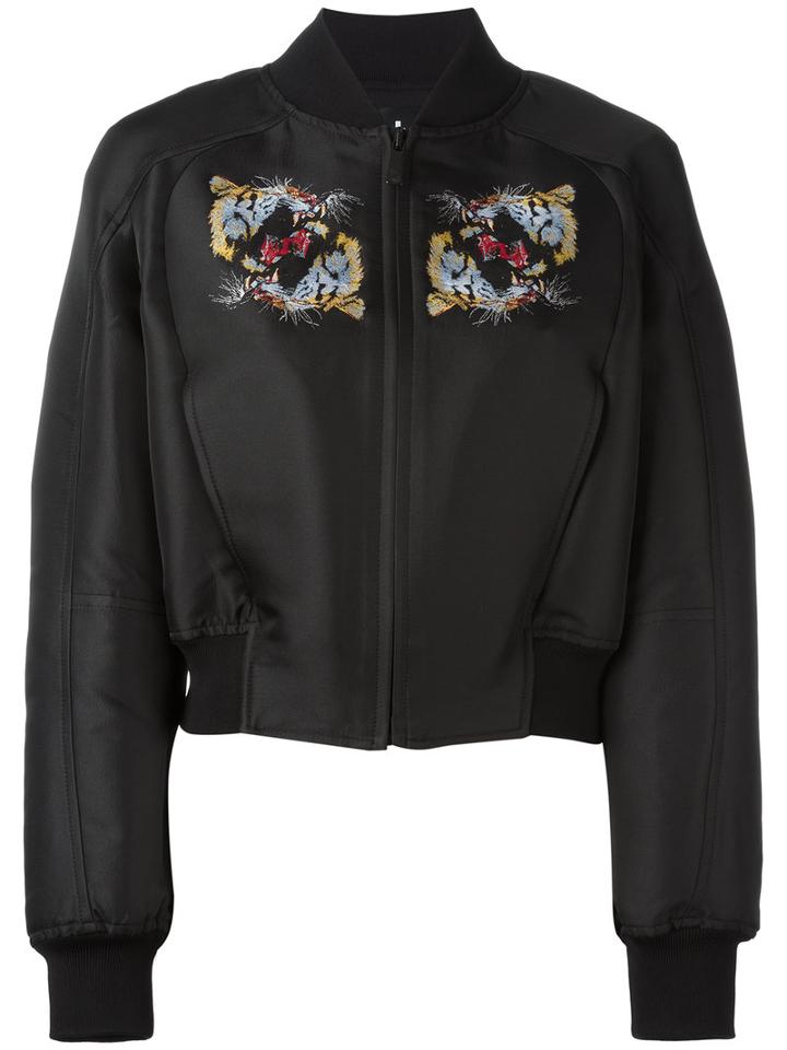 Marcelo Burlon County Of Milan Tiger Print Bomber Jacket, Women's, Size: Xs, Black, Polyester/cotton/viscose