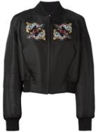 Marcelo Burlon County Of Milan Tiger Print Bomber Jacket, Women's, Size: Xs, Black, Polyester/cotton/viscose