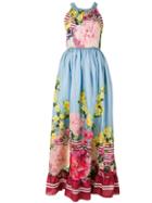 Blugirl - Long Sleeveless Floral Dress - Women - Silk/polyester - 44, Blue, Silk/polyester