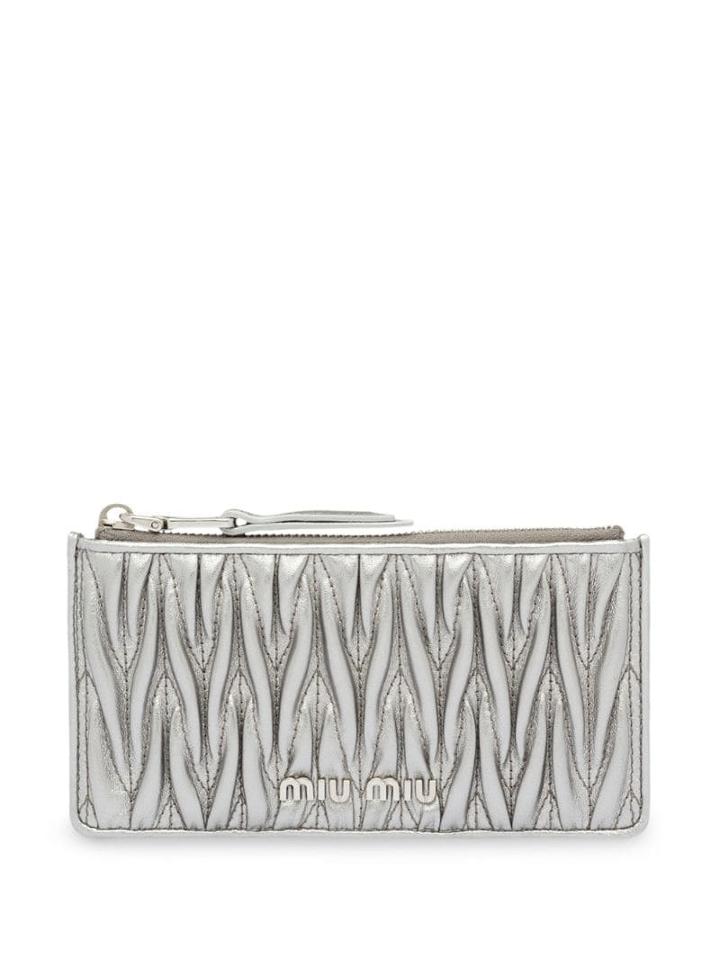 Miu Miu Metallic Matelassé Pouch - Grey