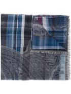 Etro Checked Scarf, Men's, Blue, Modal/cotton/viscose