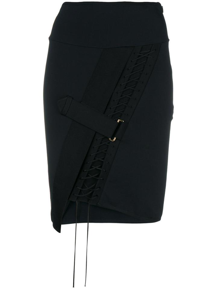Alexandre Vauthier Fitted Lace-up Skirt - Black