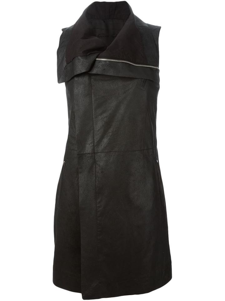 Rick Owens Long Gilet, Women's, Size: 42, Black, Lamb Skin/cotton