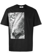 Msgm Printed Lion T-shirt, Men's, Size: 44, Black, Cotton