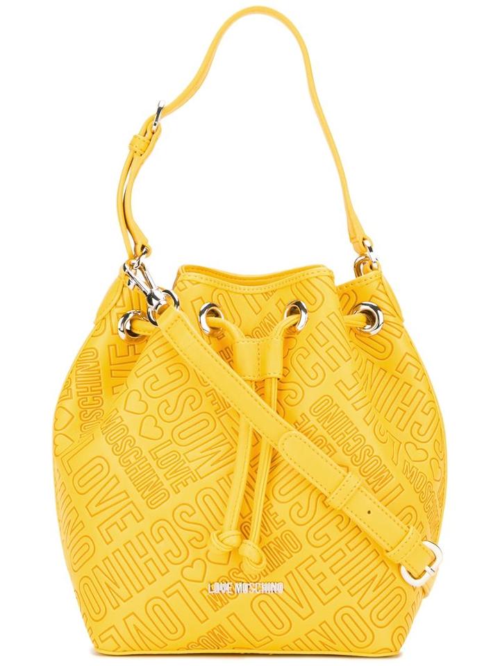 Love Moschino Logo Embossed Bucket Shoulder Bag, Women's, Yellow/orange, Polyurethane