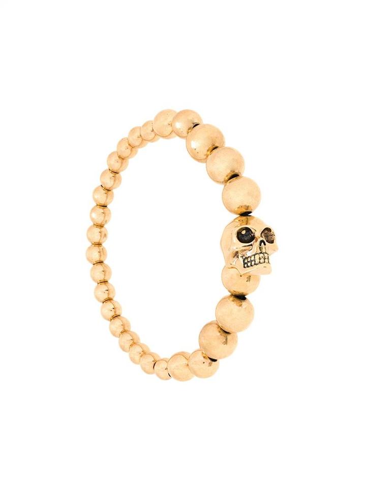 Alexander Mcqueen Skull Beaded Bracelet, Men's, Metallic