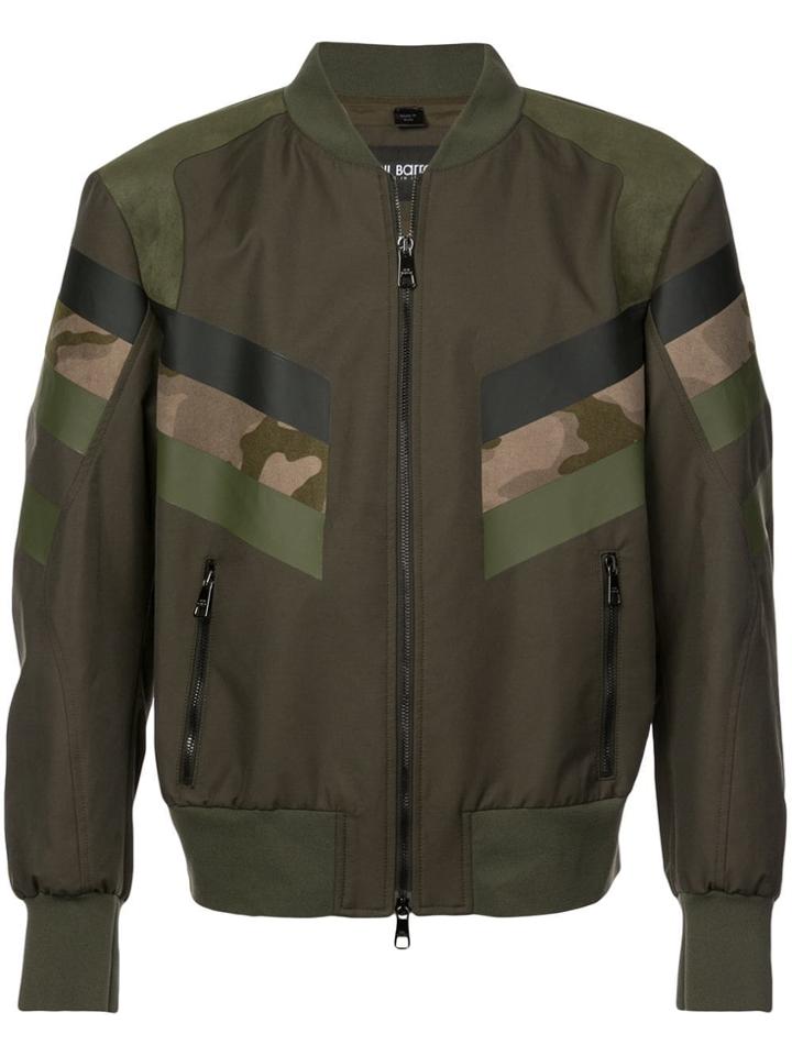 Neil Barrett Panelled Camouflage Bomber Jacket - Green