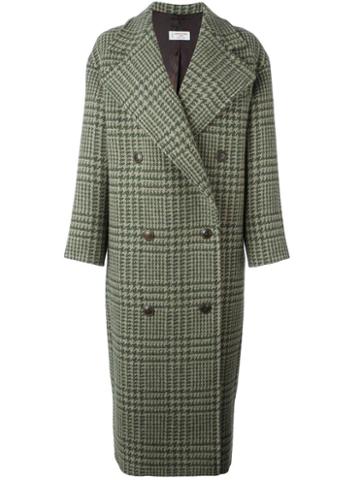 Alberto Biani Plaid Double Breasted Coat, Women's, Size: 40, Green, Acetate/viscose/virgin Wool