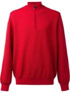 Paul & Shark Zipped Collar Fleece, Men's, Size: Large, Red, Virgin Wool