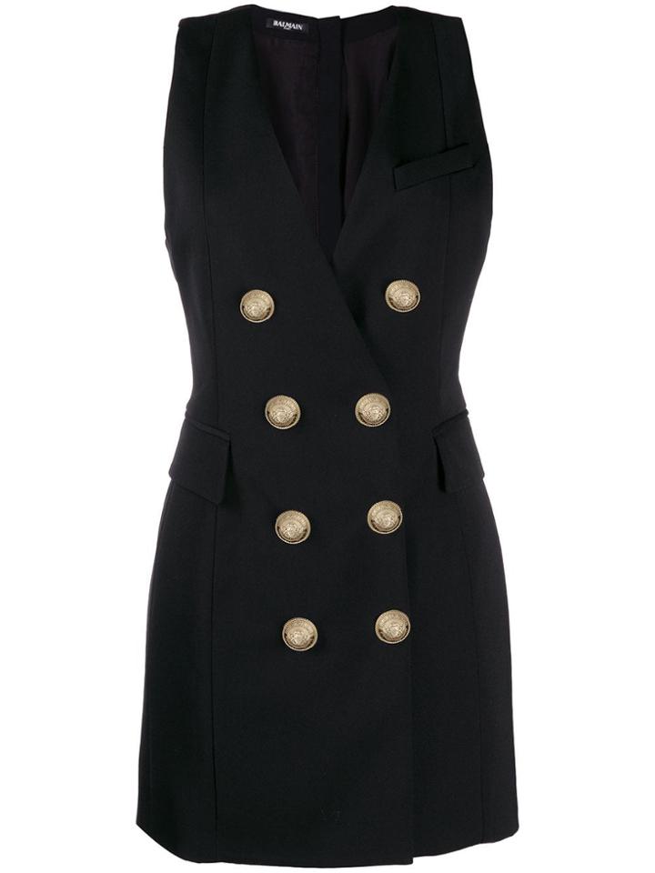 Balmain Double Breasted Tuxedo Dress - Black
