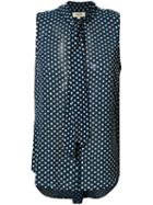 L'agence - Dot Print Tied Collar Blouse - Women - Polyester/rayon - M, Blue, Polyester/rayon