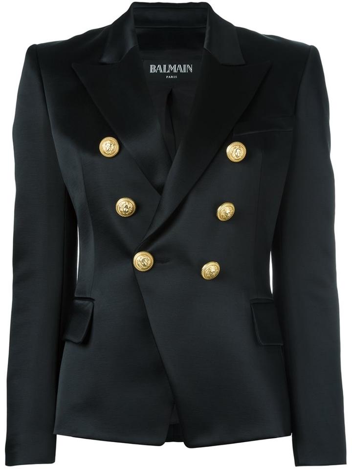 Balmain Fitted Blazer, Women's, Size: 40, Black, Viscose/acetate/cotton