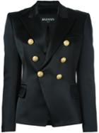 Balmain Fitted Blazer, Women's, Size: 40, Black, Viscose/acetate/cotton