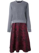 Christian Pellizzari Cable Knit Lace Dress, Women's, Size: 42, Grey, Cotton/elastodiene