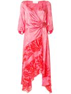 Peter Pilotto Satin Jacqaurd Wrap Dress - Pink & Purple