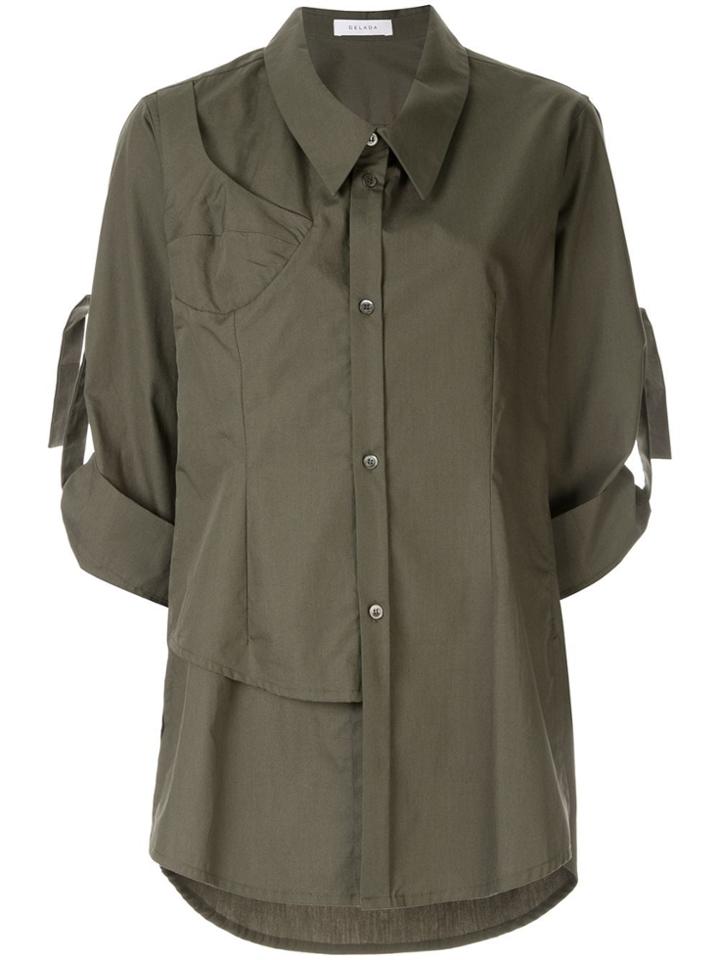 Delada Asymmetric Cargo Shirt - Green
