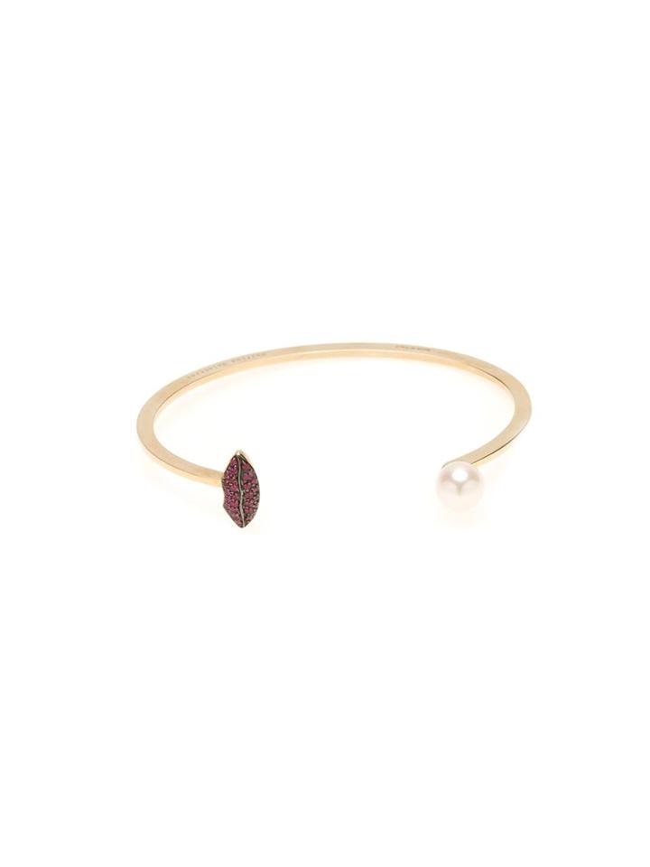 Delfina Delettrez 'lips Piercing' Ruby Bangle - Metallic