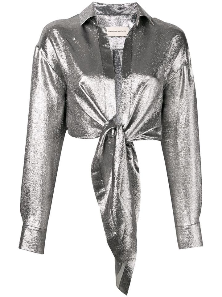 Alexandre Vauthier Tie Knot Cropped Shirt - Metallic