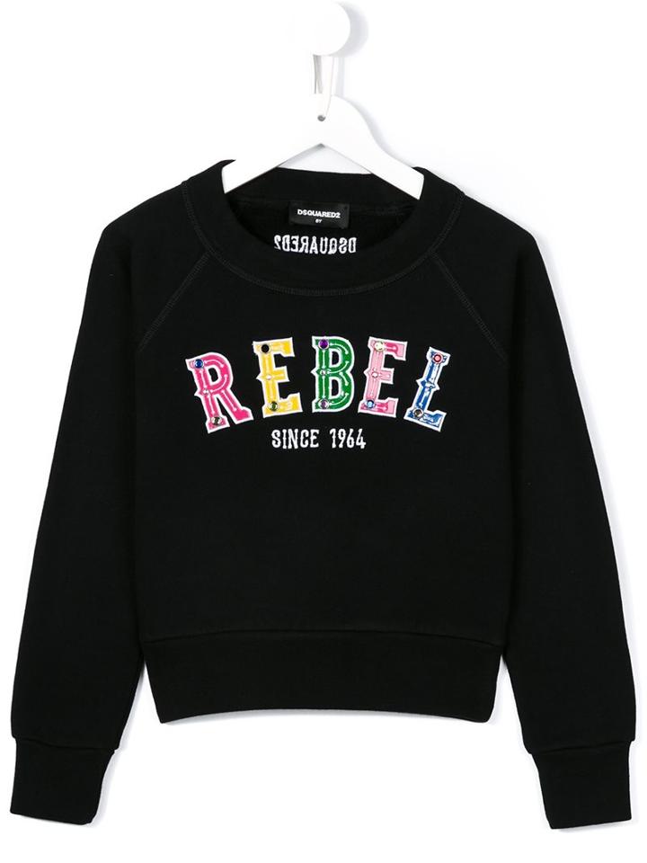 Dsquared2 Kids - Rebel Embroidered Sweatshirt - Kids - Cotton - 10 Yrs, Black