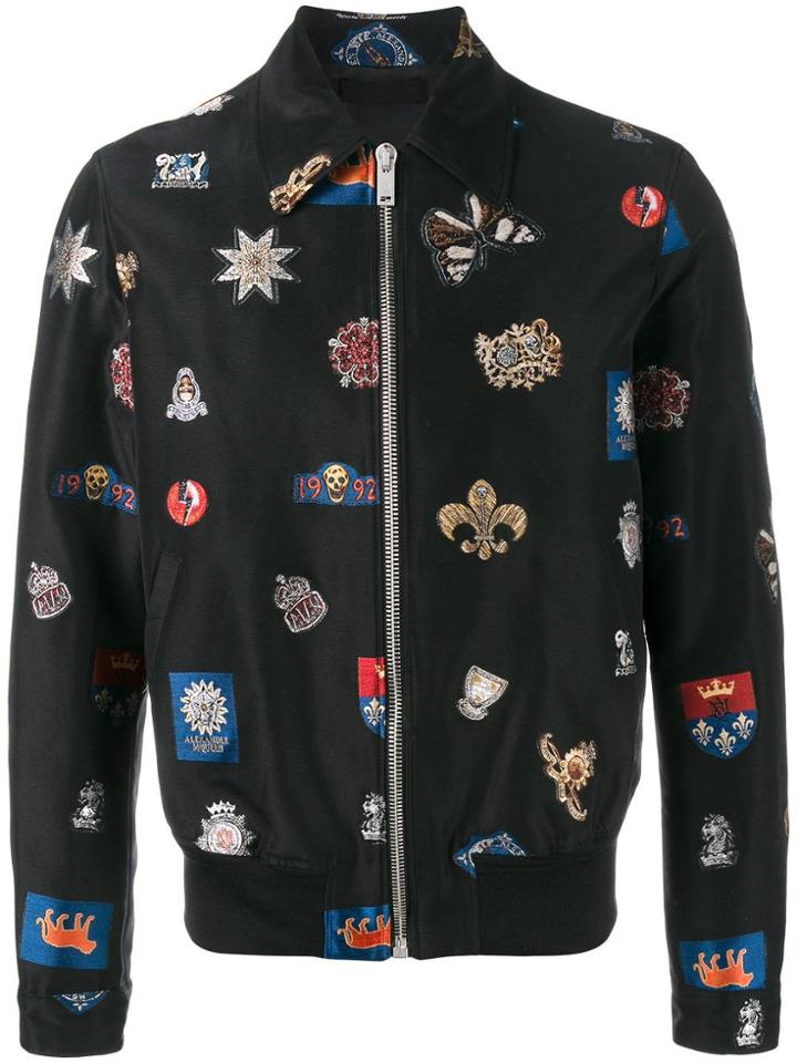 Alexander Mcqueen Badge Embroidered Jacket - Black