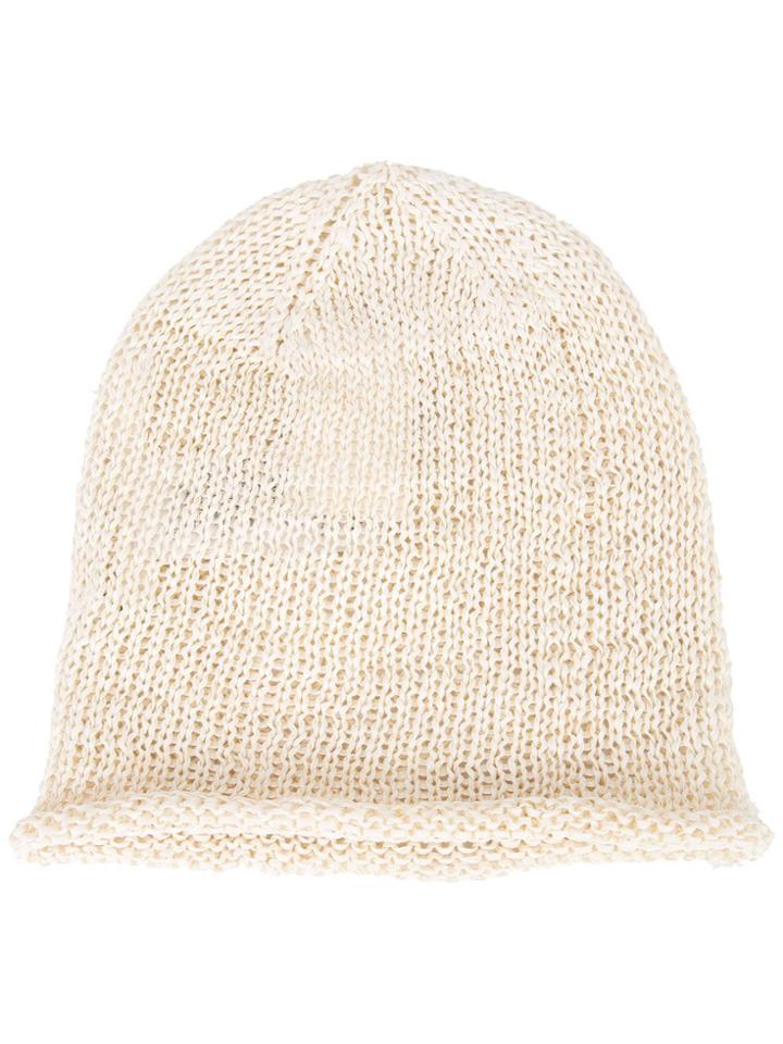 Isabel Benenato Perforated Beanie - Nude & Neutrals