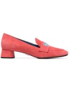 Prada Pink 35 Suede Pumps With Fabric Logo - Red