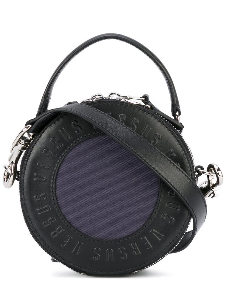 Versus - Round Logo Clutch - Women - Leather/canvas - One Size, Black, Leather/canvas