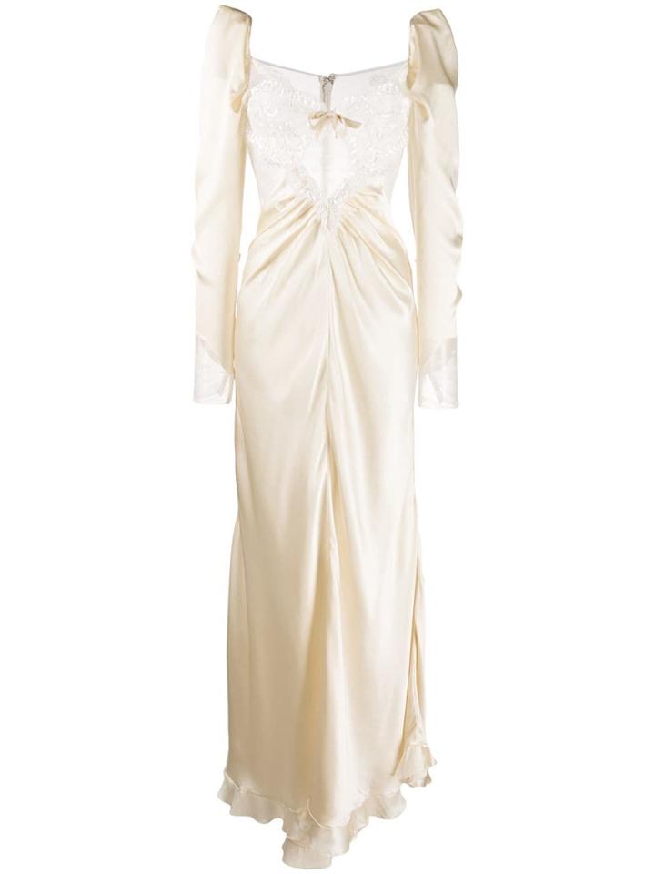 Alessandra Rich Lace Detail Long Dress - Neutrals