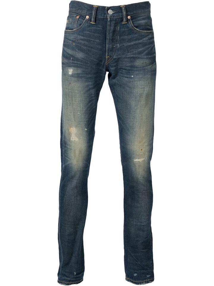 Rrl Distressed Jeans, Men's, Size: 31/32, Blue, Cotton