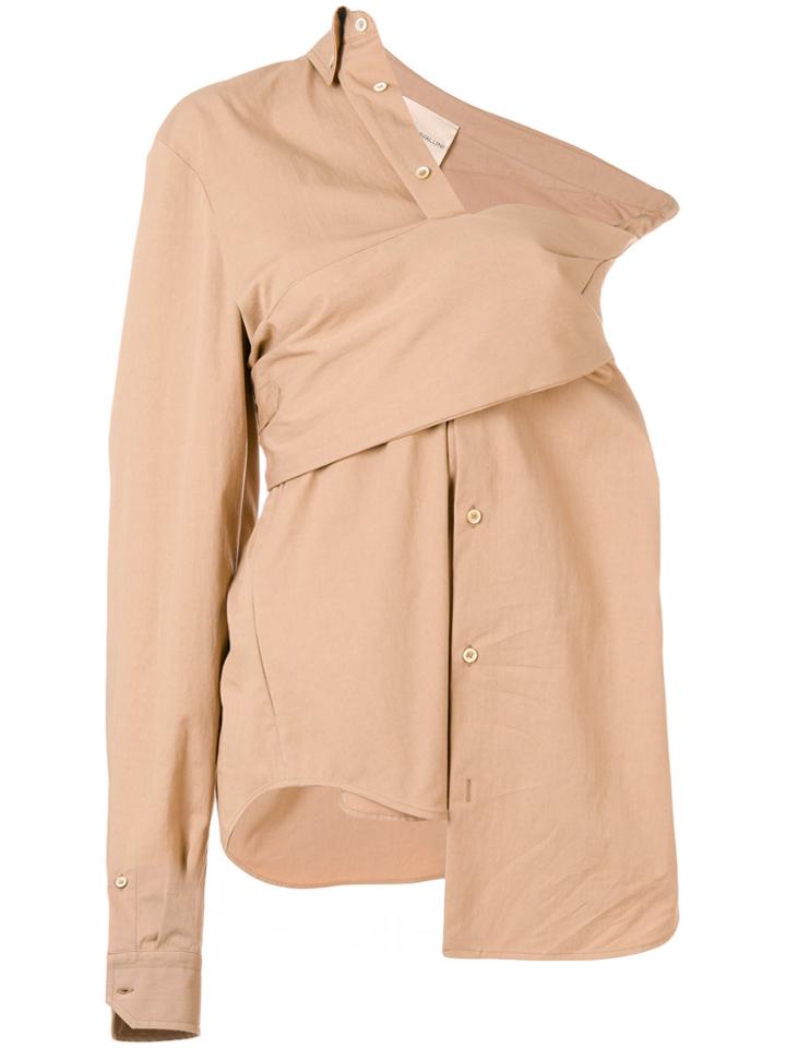 Erika Cavallini Asymmetric One-shoulder Shirt - Nude & Neutrals