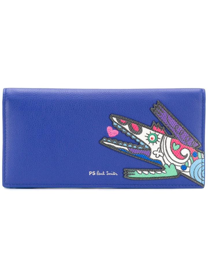 Ps By Paul Smith Karami Crocodile Appliqué Folded Purse - Blue