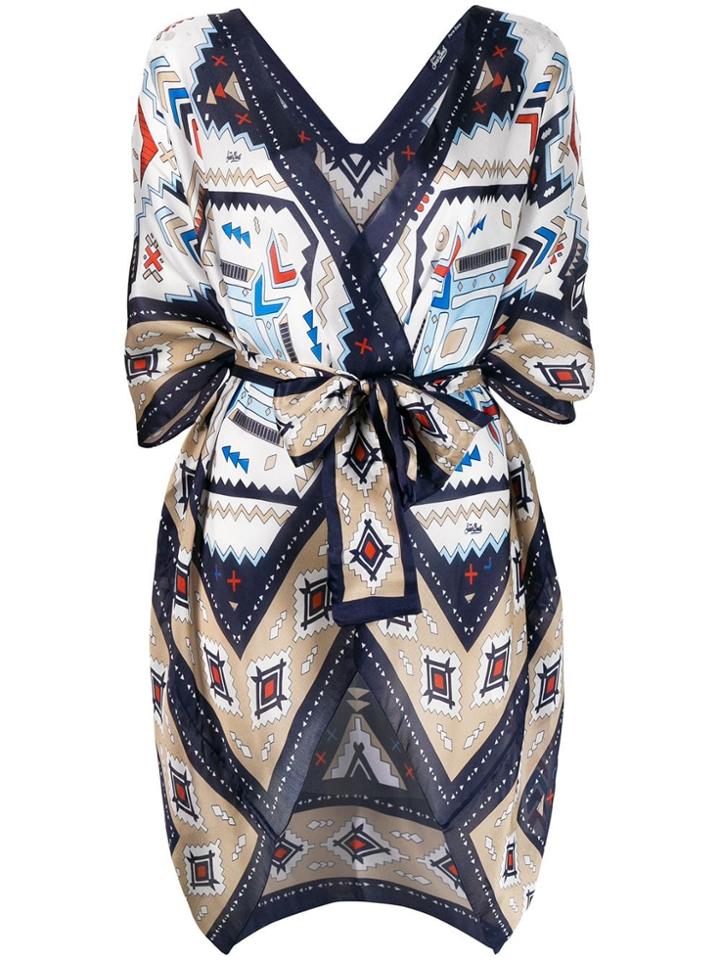 Mc2 Saint Barth Geometric Print Kimono - Blue