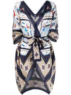 Mc2 Saint Barth Geometric Print Kimono - Blue