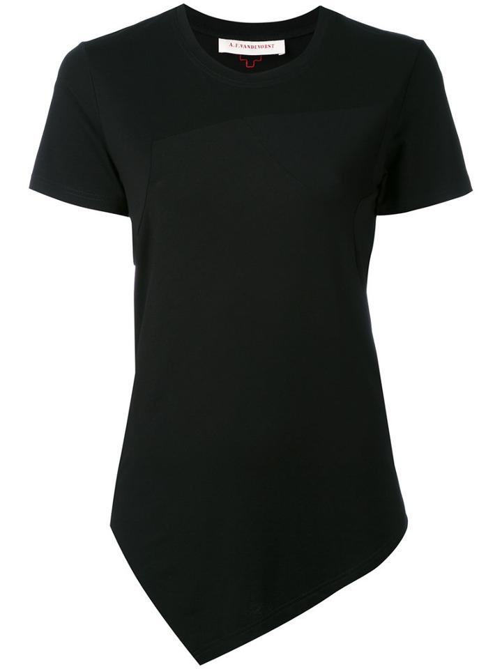 A.f.vandevorst - Asymmetric Hem T-shirt - Women - Spandex/elastane/viscose - 34, Black, Spandex/elastane/viscose