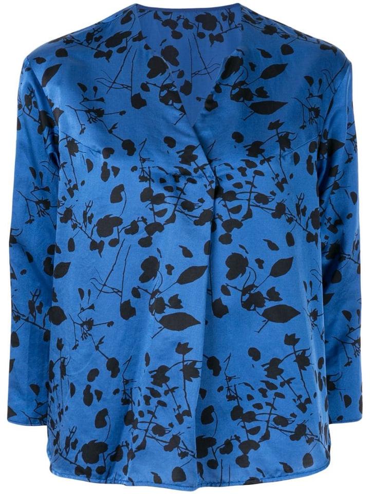 Knott Floral Print Blouse - Blue