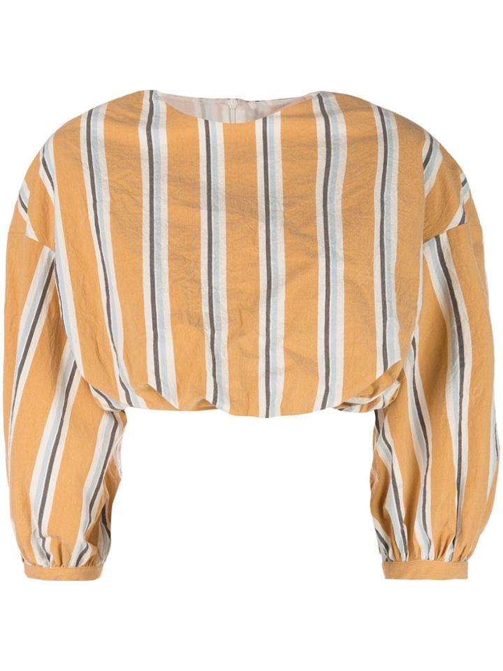 Brock Collection Cropped Striped Blouse - Yellow