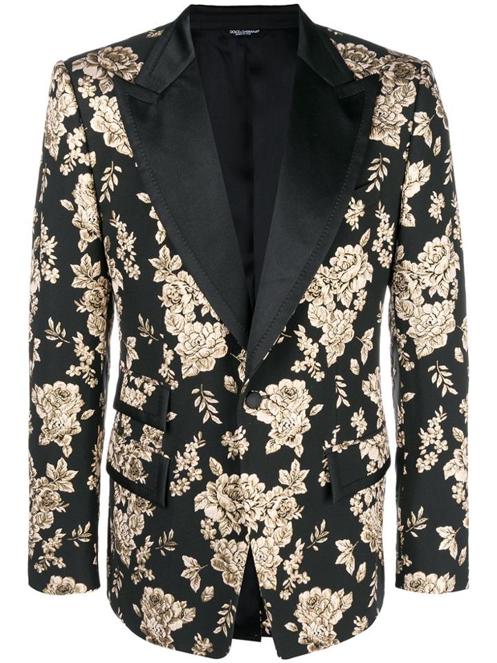 Dolce & Gabbana Floral Jacquard Blazer - Black