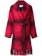 T By Alexander Wang Checked Coat, Women's, Size: 10, Red, Acrylic/polyamide/polyester/wool
