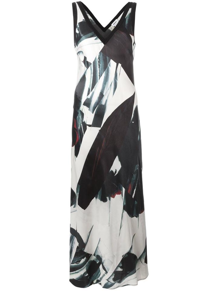 Dkny Printed Satin Maxi Dress - Black