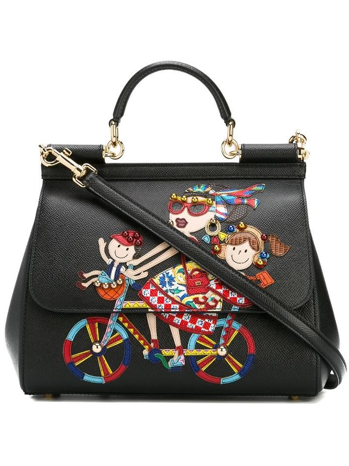 Dolce & Gabbana Dg Family Patch Sicily Tote, Women's, Black