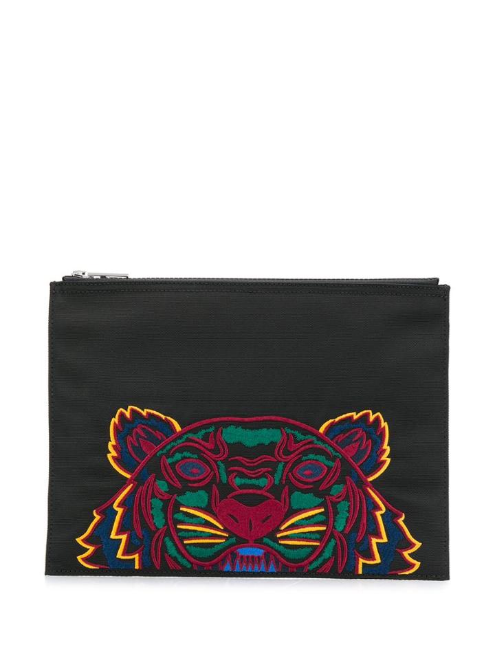 Kenzo Tiger Print Clutch - Black