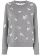 Essentiel Antwerp Sequin Embroidered Hearts Pullover - Grey