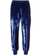 Ashish Sequined Tapered Trousers, Women's, Size: Small, Blue, Silk/polyester