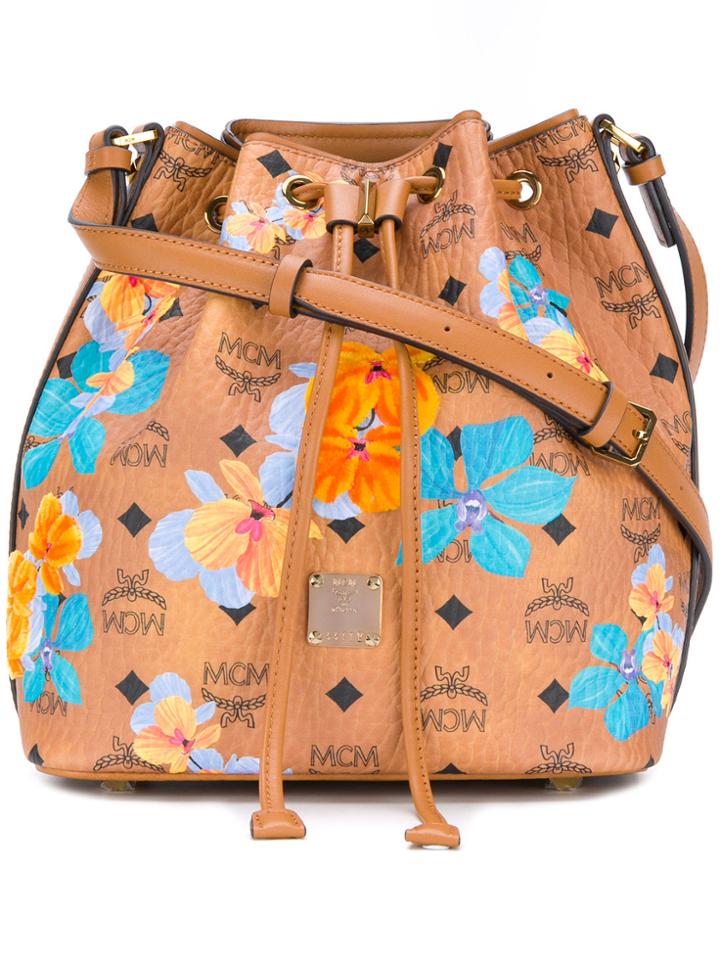 Mcm Essential Floral Drawstring Bag - Brown