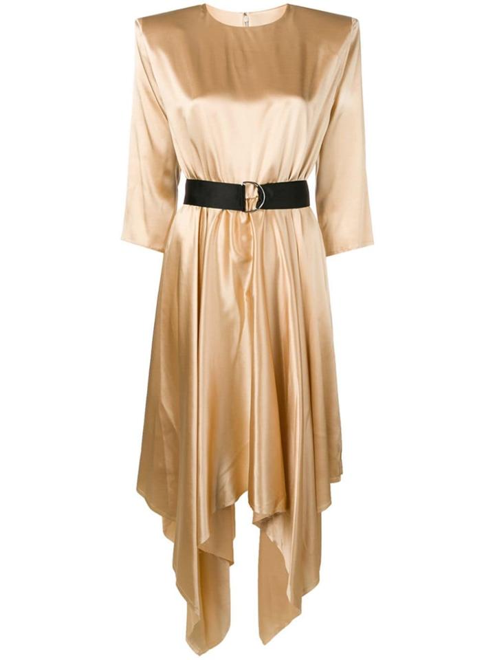 Federica Tosi Belted Satin Dress - Gold
