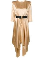 Federica Tosi Belted Satin Dress - Gold