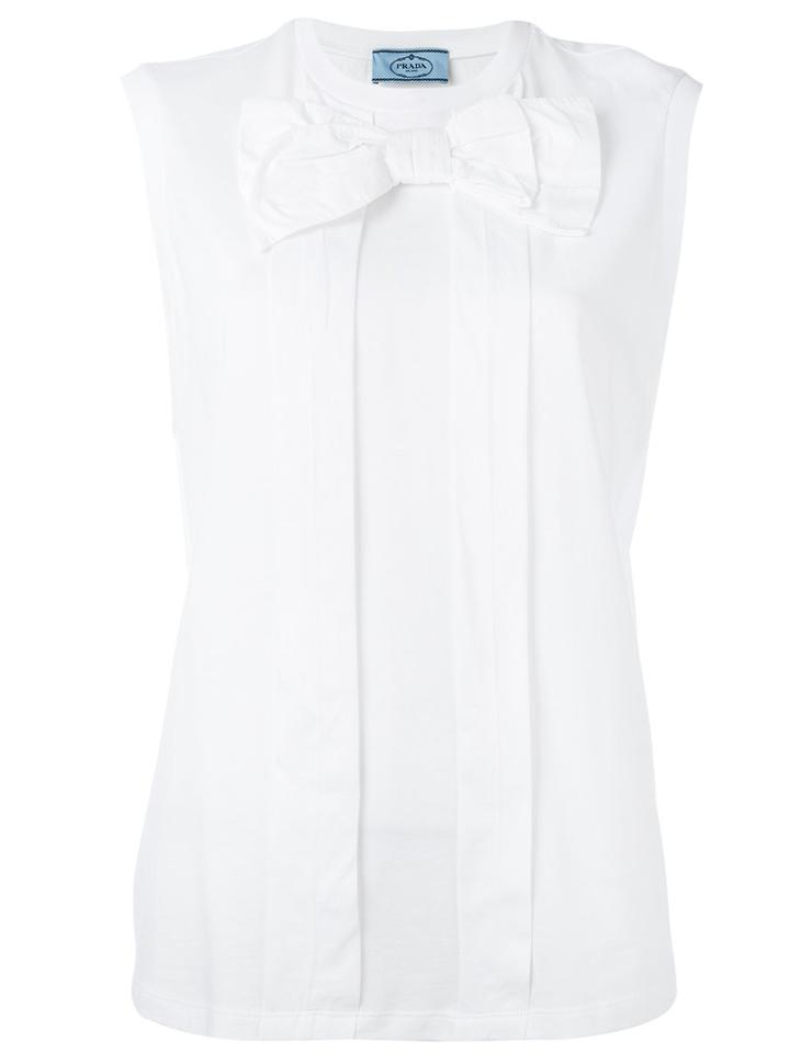 Prada Bow-front Blouse, Women's, Size: Xs, White, Cotton