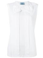 Prada Bow-front Blouse, Women's, Size: Xs, White, Cotton