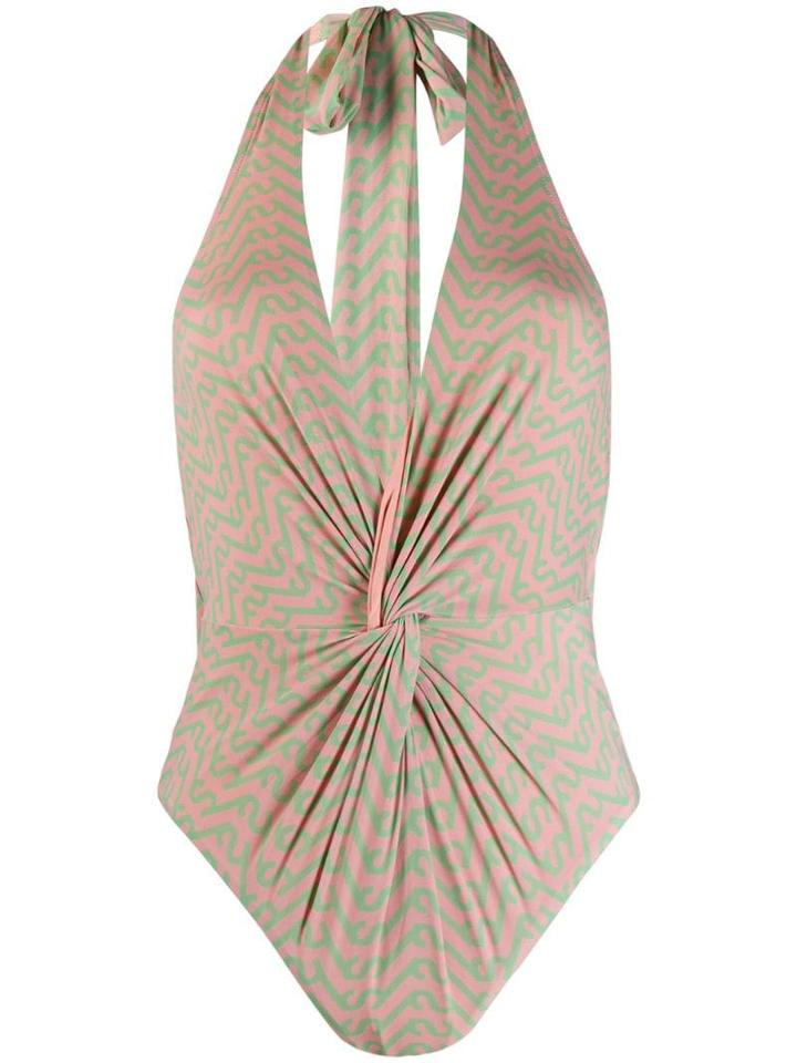 Self-portrait Tie Up Swimsuit - Pink