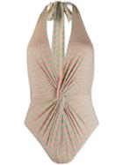 Self-portrait Tie Up Swimsuit - Pink